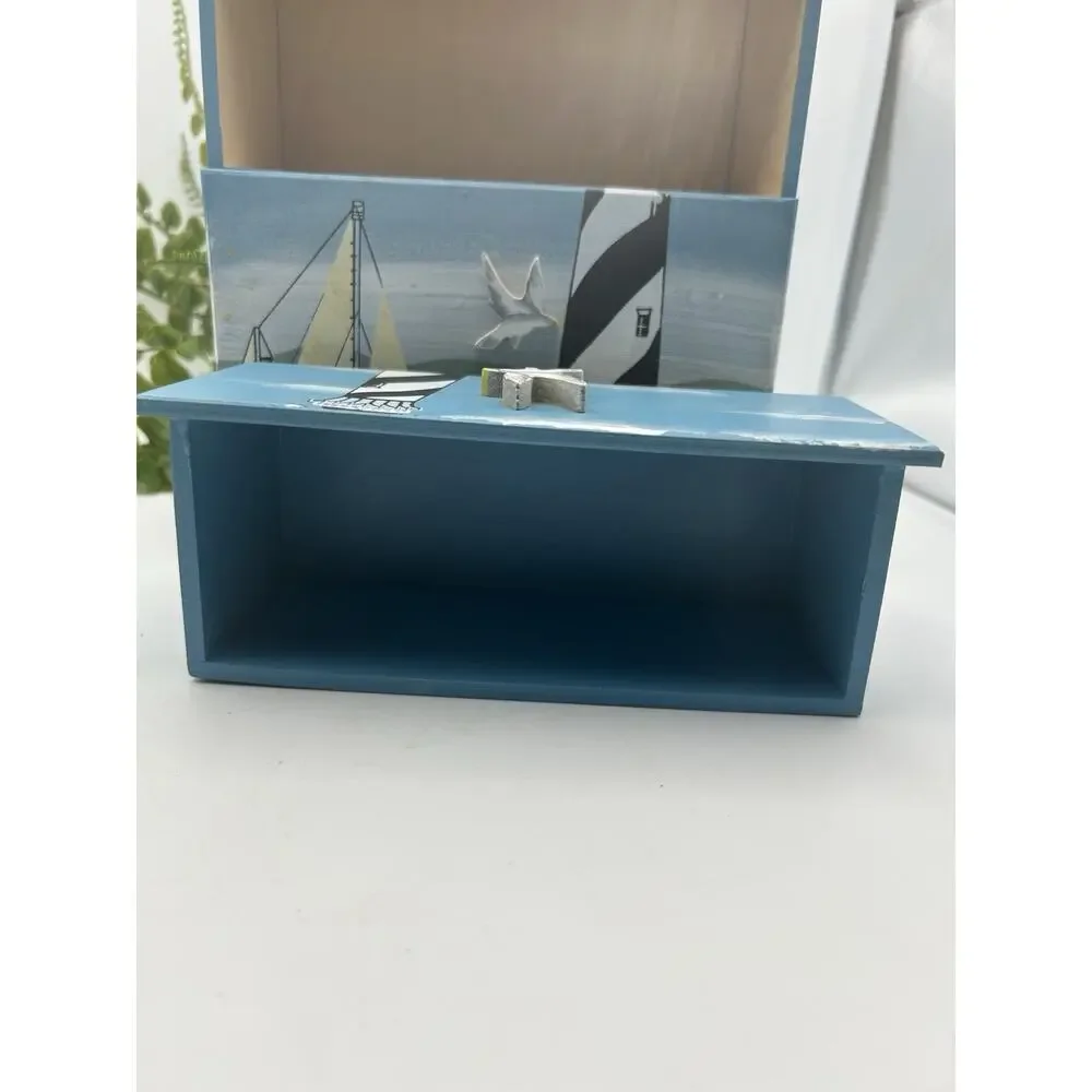 Nautical Lighthouse and Sailboat Mini Wooden Chest